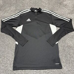 Adidas Mens Quarter Zip Pullover M Black White AEROREADY Long Sleeve Athletic